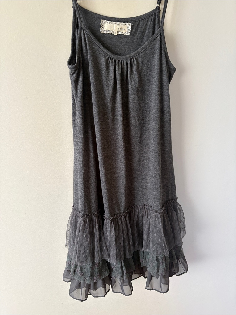 Charcoal Ruffle-Hem Chemise Slip